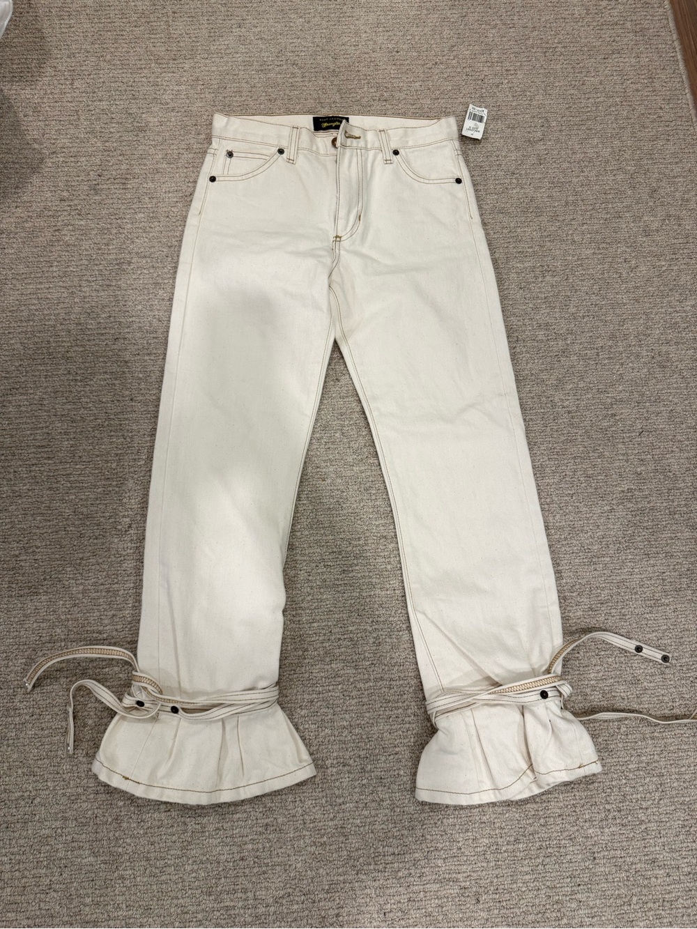 RARE 2006 Marc Jacobs x Wrangler ruffle bloomer jeans cropped tie bottom 0 BNWT